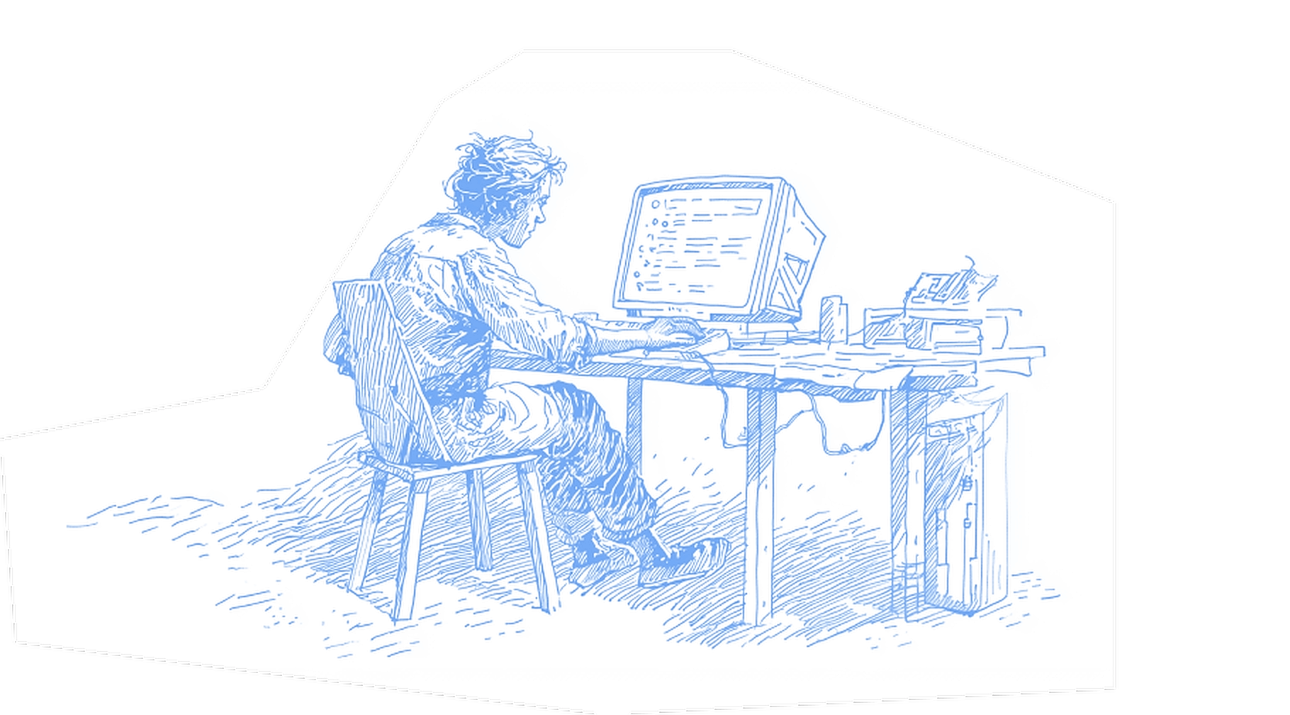 A developer writing code at a desk.