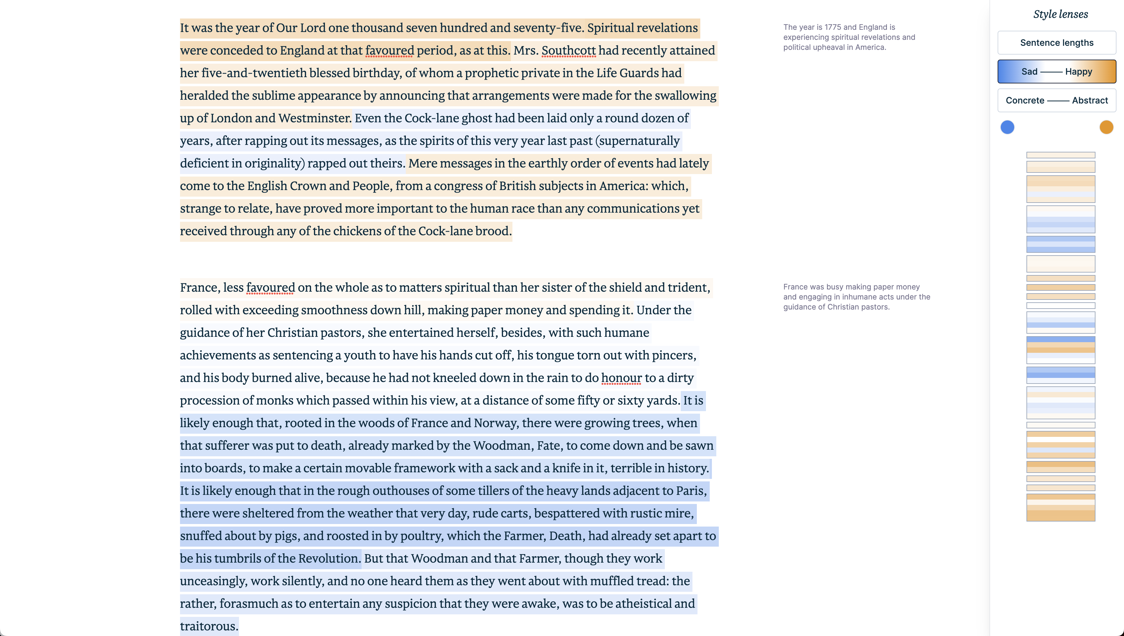 The sentiment lens applied to A Tale of Two Cities